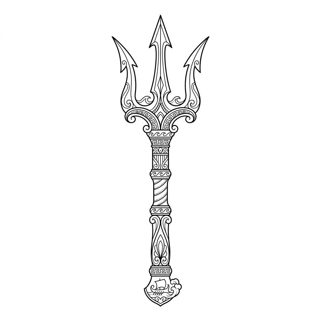 idée tatouage pied trident mythologique