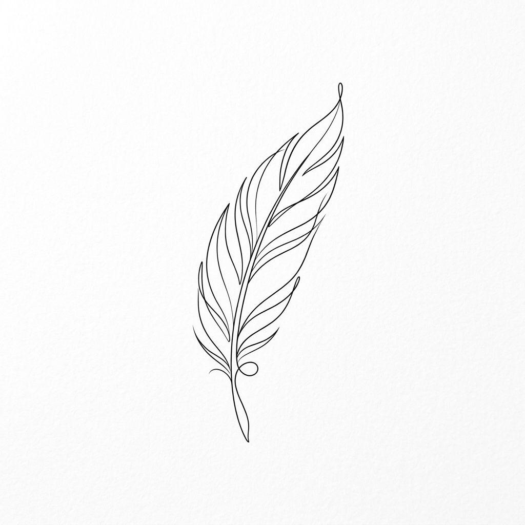 idée tatouage plume plume single-line minimaliste