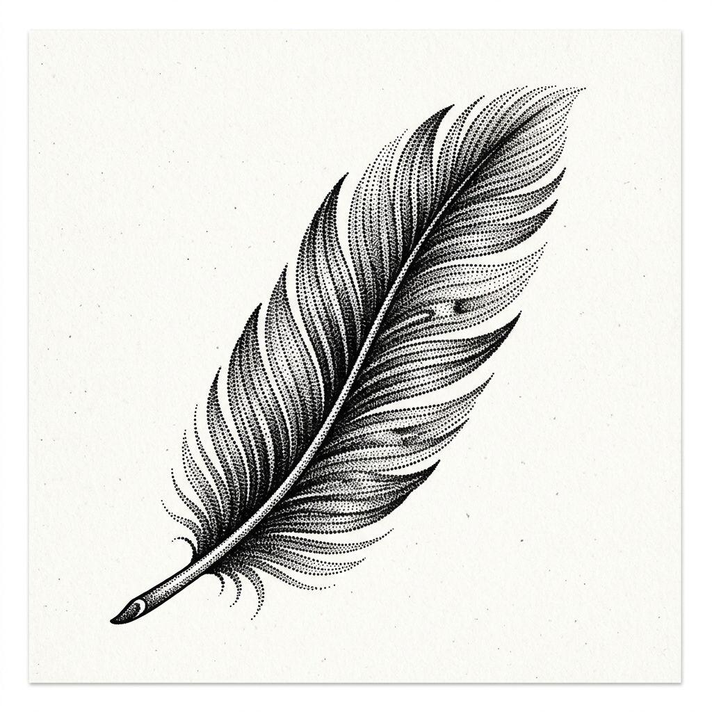 idée tatouage plume plume dotwork stippling