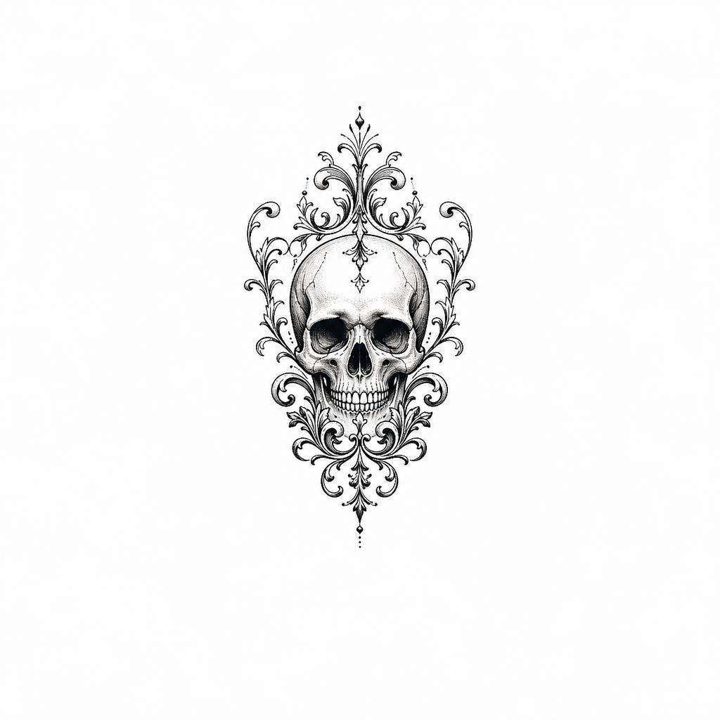 idée tatouage poignet crâne ornemental tiny