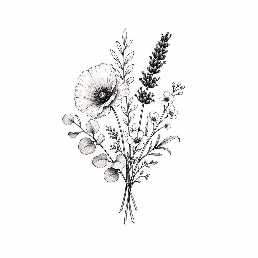 idée tatouage poignet composition florale premium
