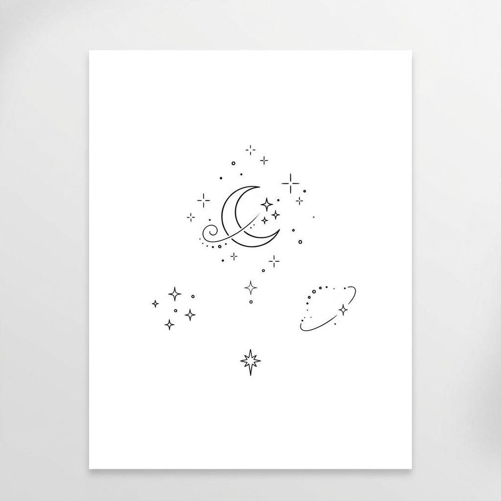 idée tatouage poignet femme lune et étoiles