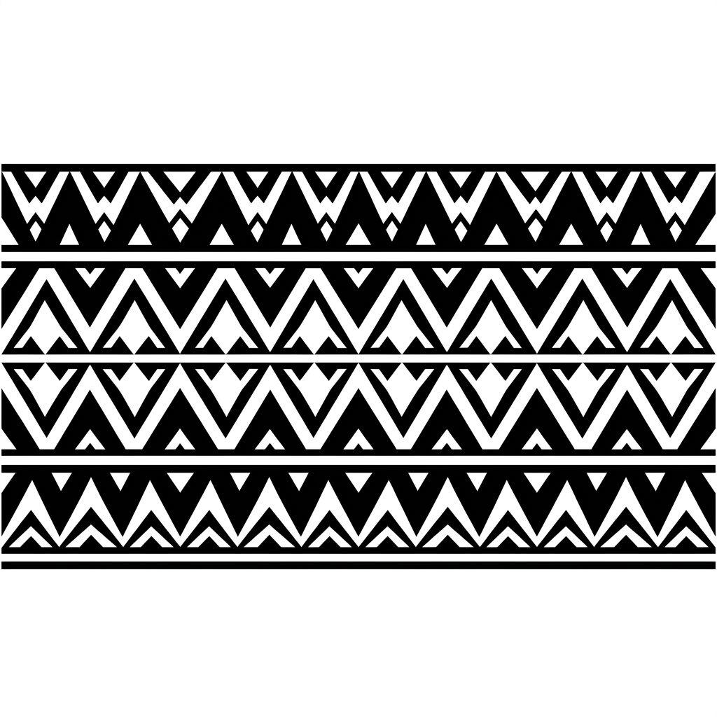 idée tatouage polynésien bandes dents de requin, design sur fond blanc