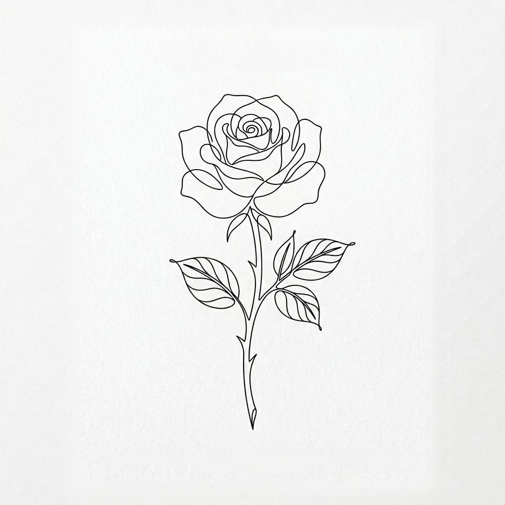 idée tatouage rose rose minimaliste