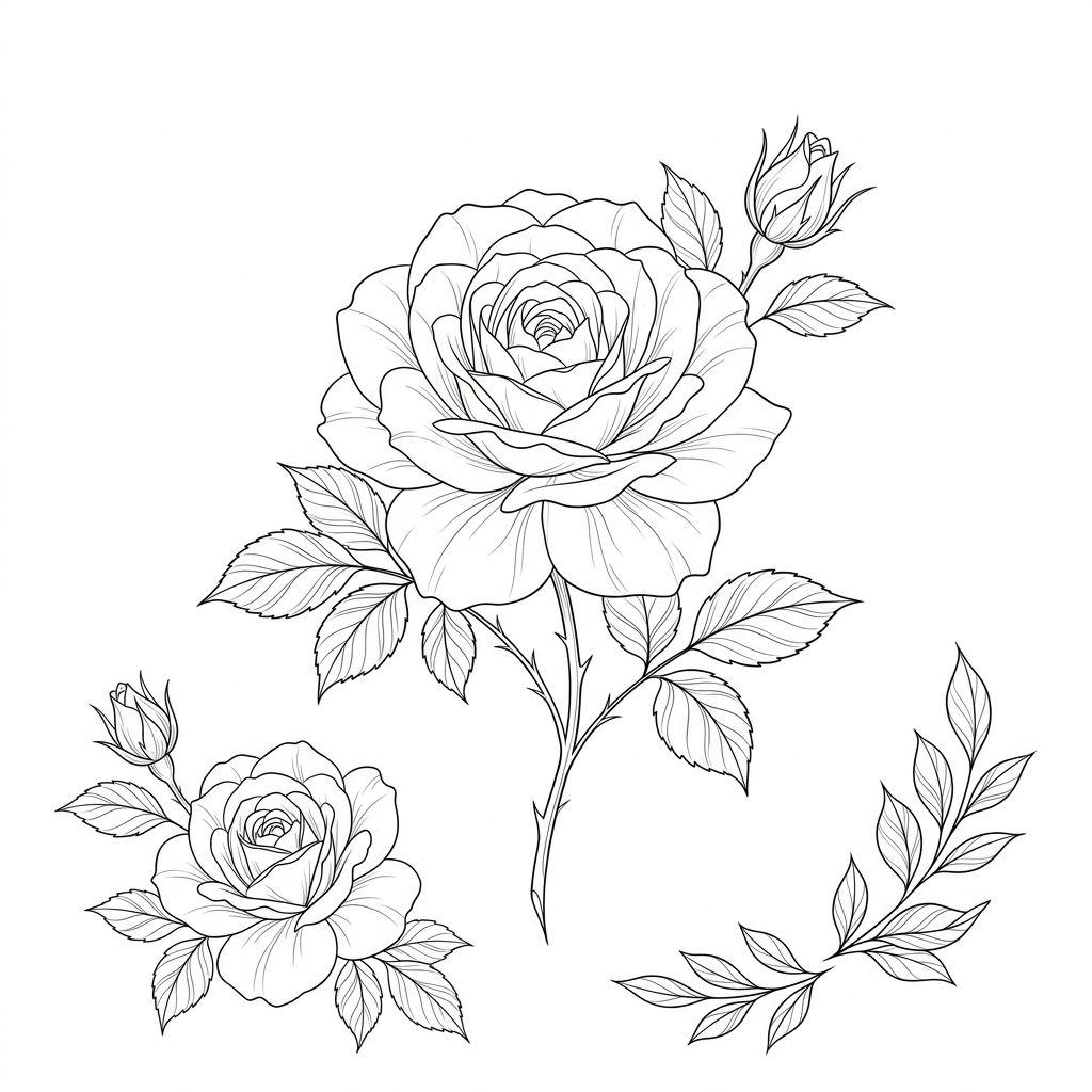 idée tatouage rose rose fine line