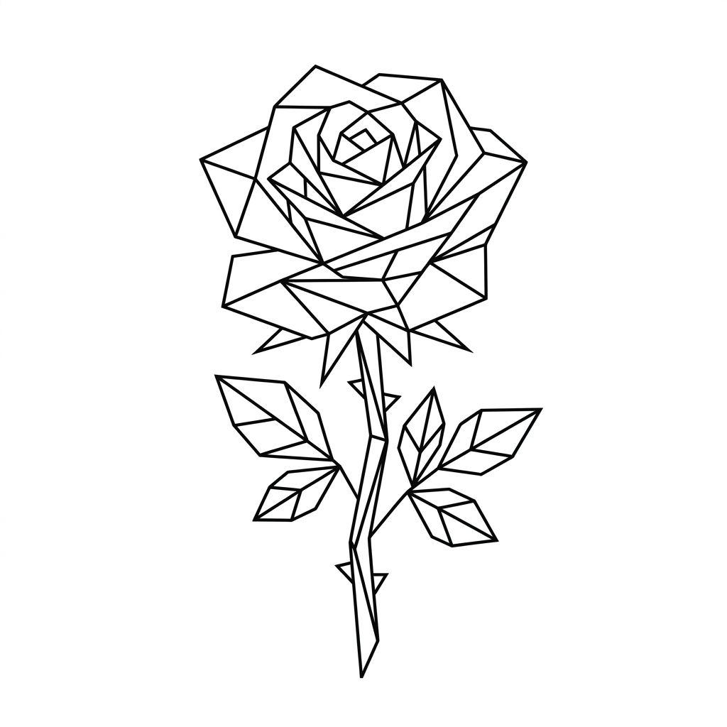 idée tatouage rose rose géométrique