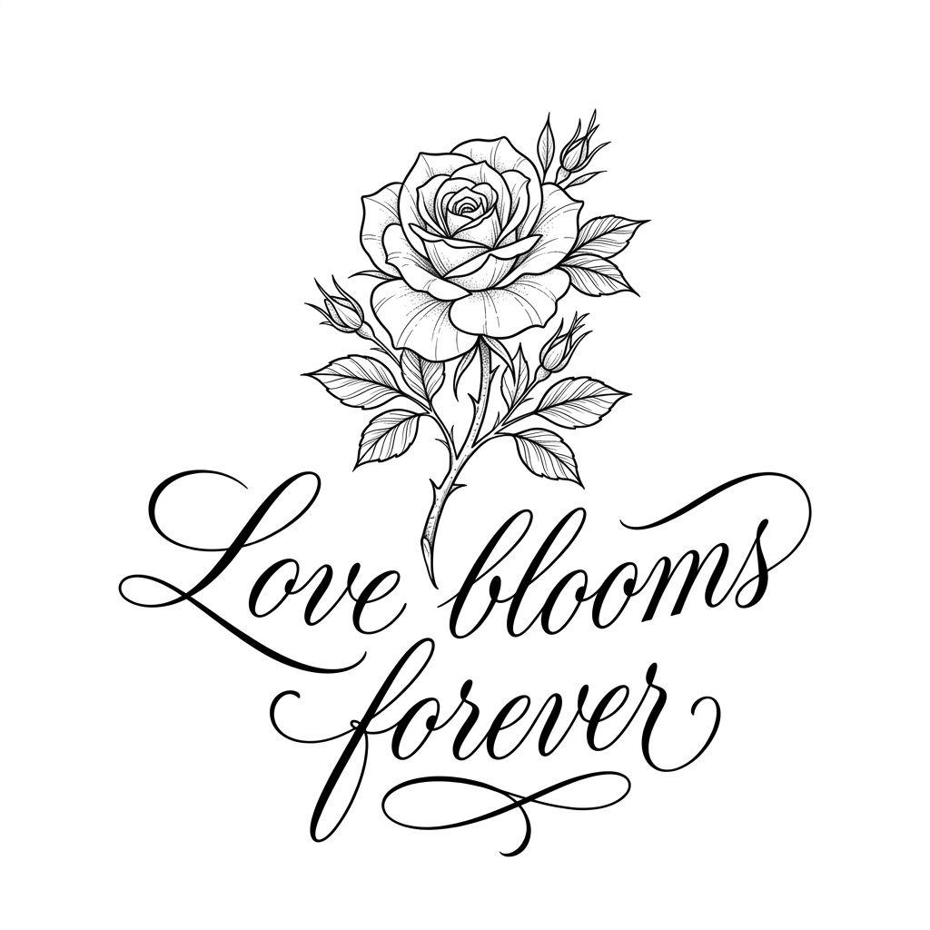 idée tatouage rose rose et lettrage