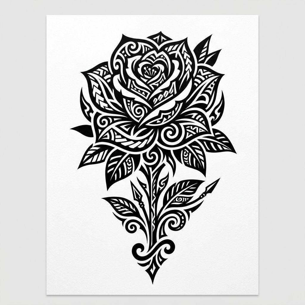 idée tatouage rose rose tribal