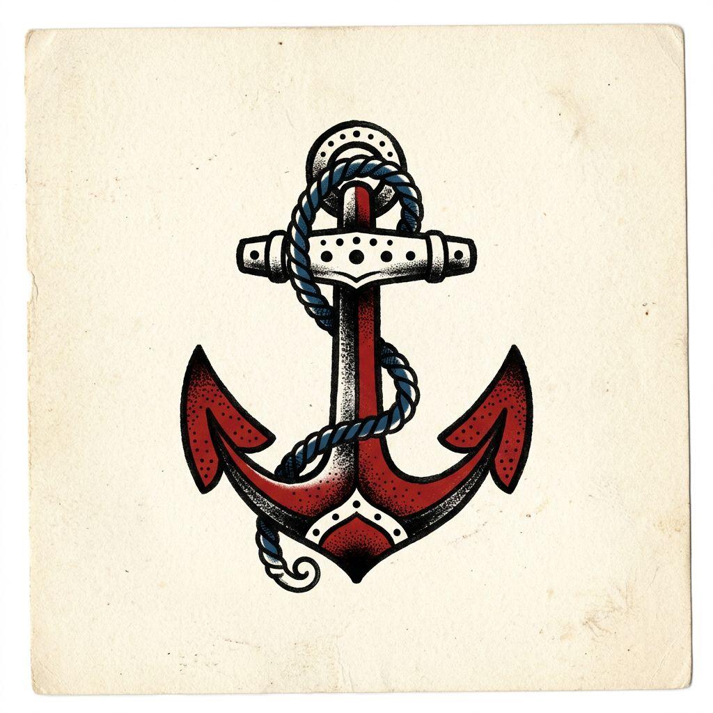 idée tatouage simple ancre old school petite