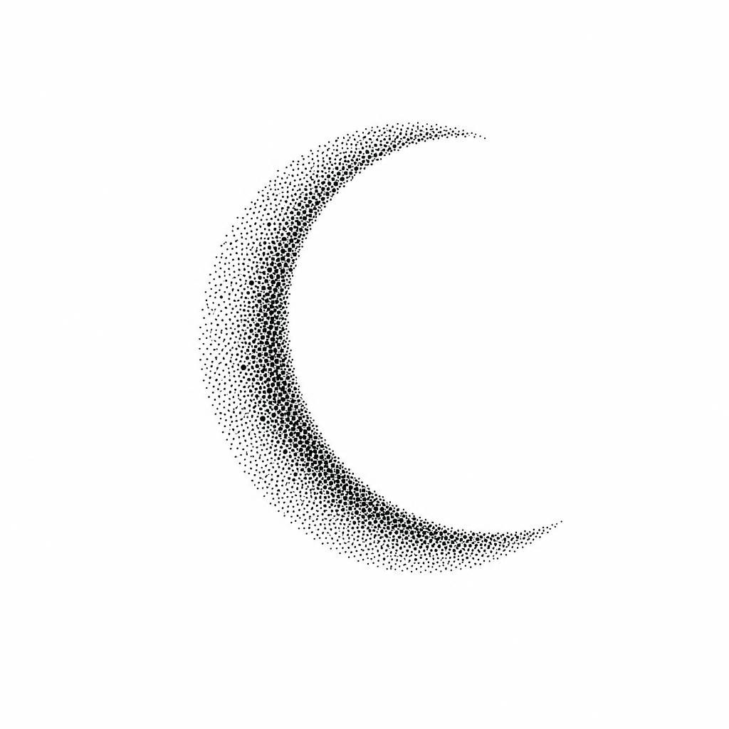 idée tatouage simple lune dotwork compacte