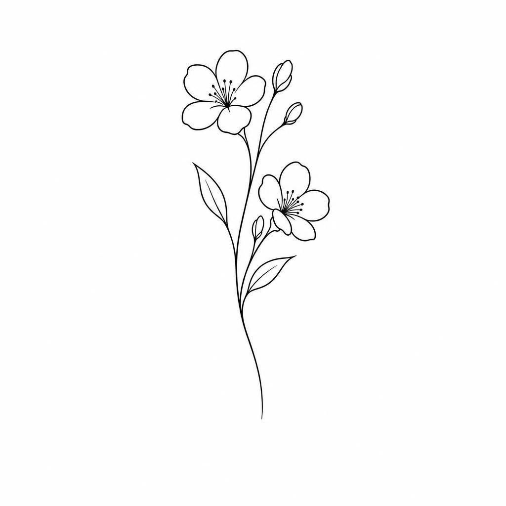 idée tatouage simple branche florale épurée