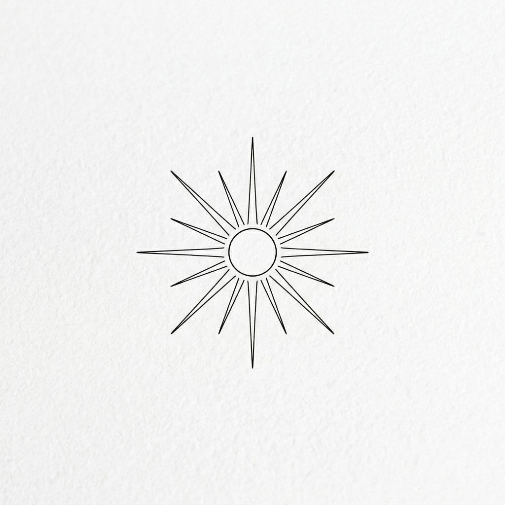 idée tatouage soleil soleil rayonnant minimaliste