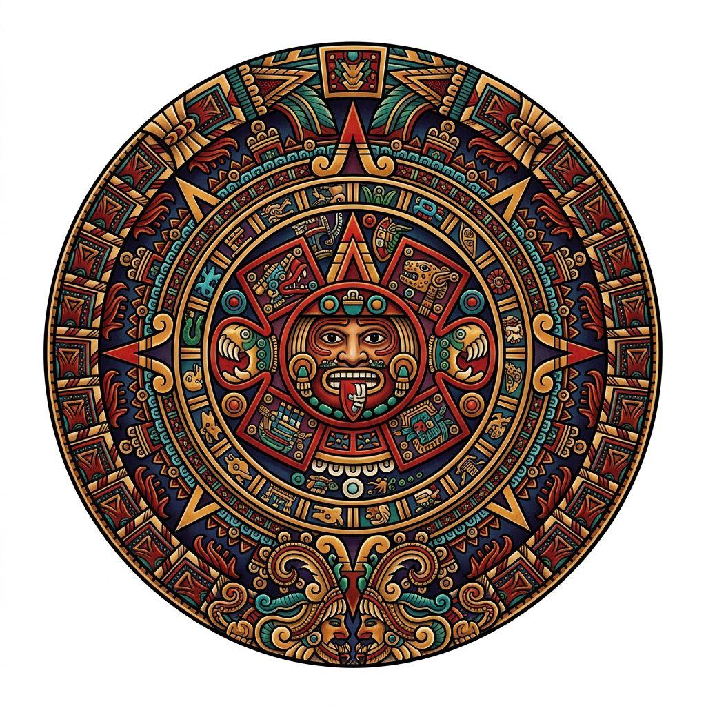 idée tatouage soleil soleil aztèque néo-traditionnel