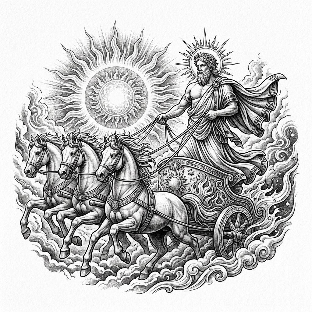 idée tatouage soleil helios mythologique