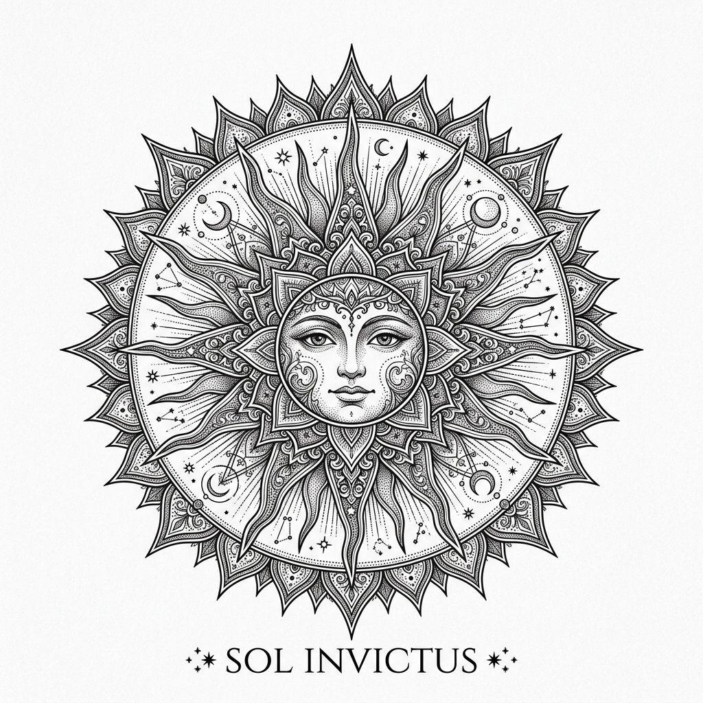 idée tatouage soleil sol invictus premium