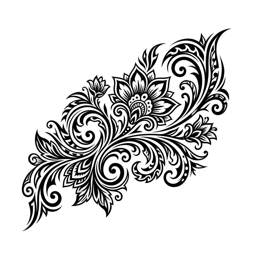 idée tatouage tribal tribal floral stylisé