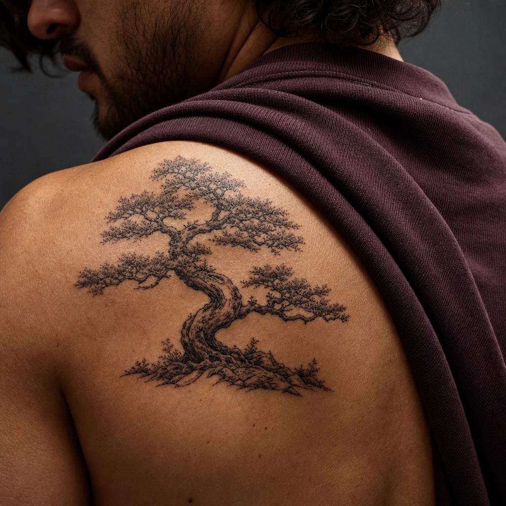 idée tatouage arbre de vie arbre japonais bonsaï