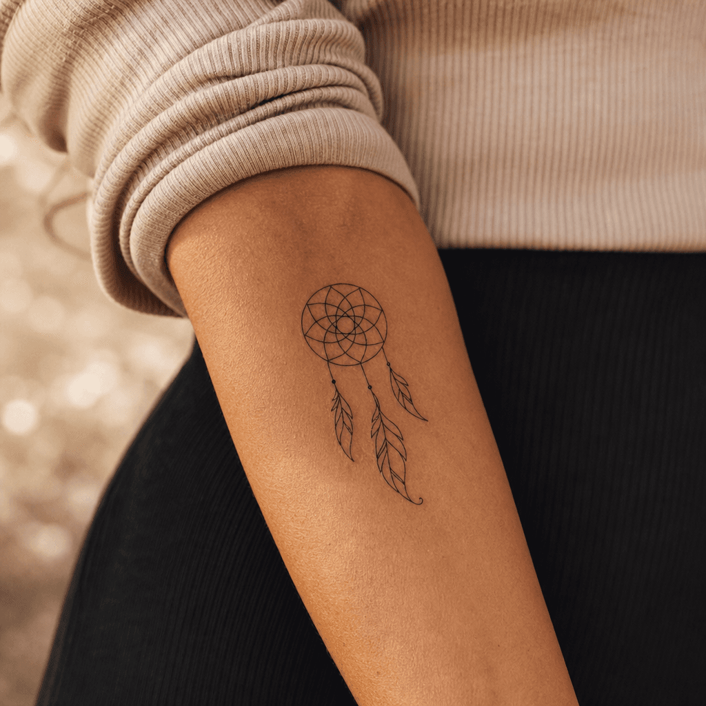 idée tatouage attrape-rêve attrape-reve single-line minimaliste