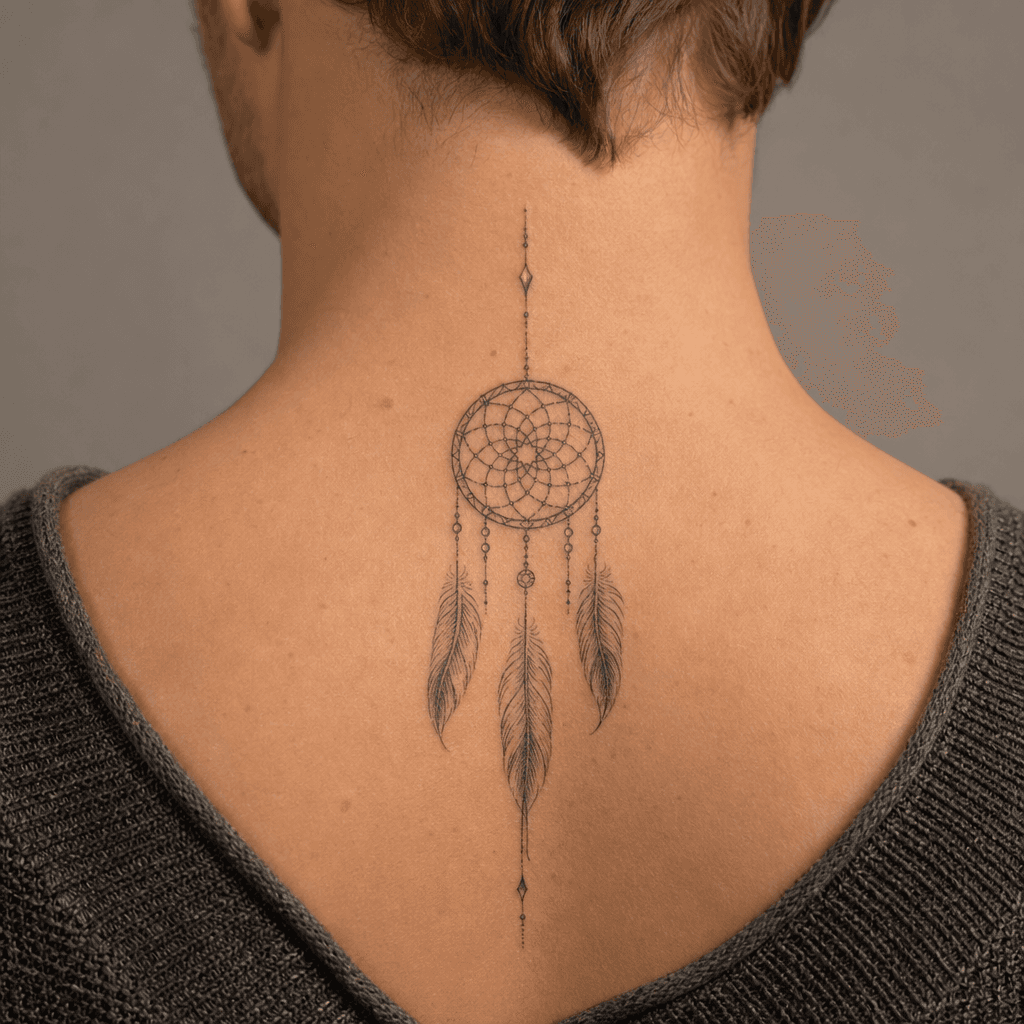 idée tatouage attrape-rêve attrape-reve fine line classique