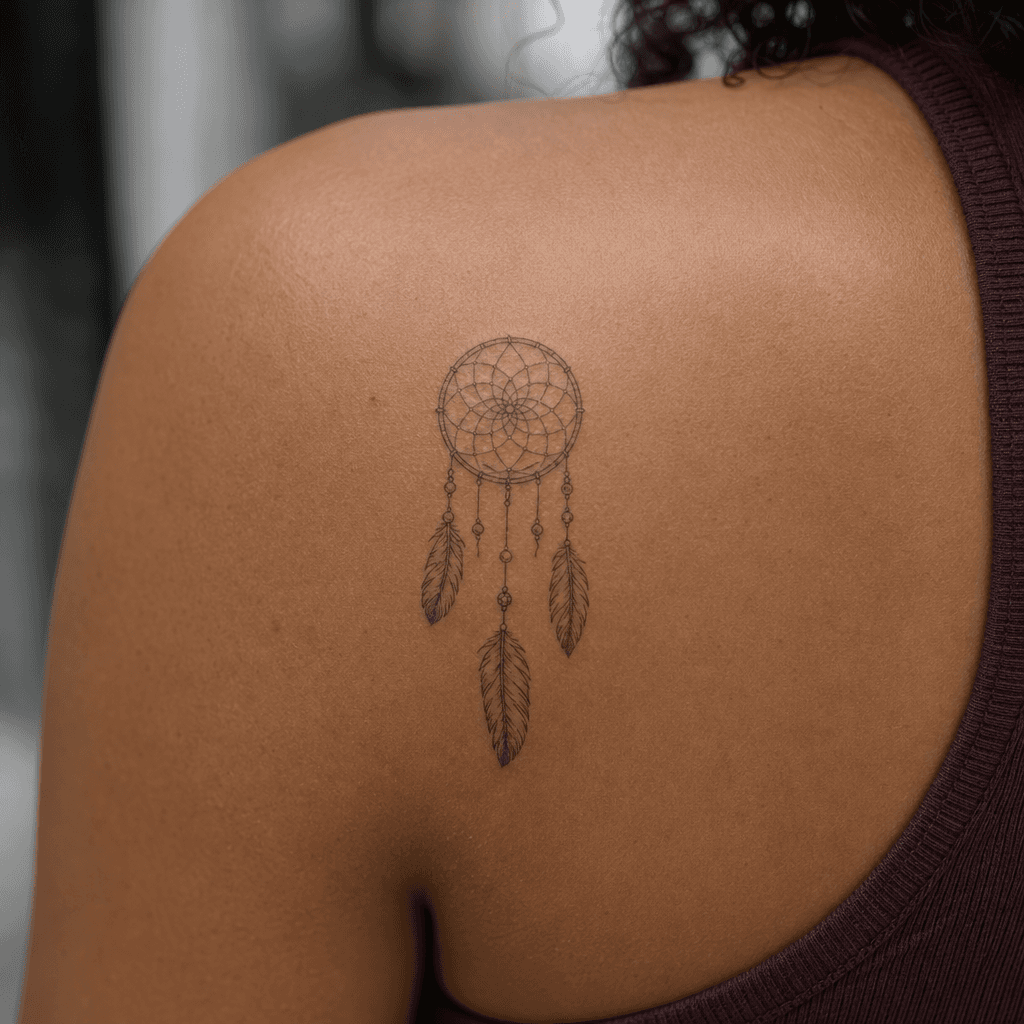 idée tatouage attrape-rêve attrape-reve fine line classique