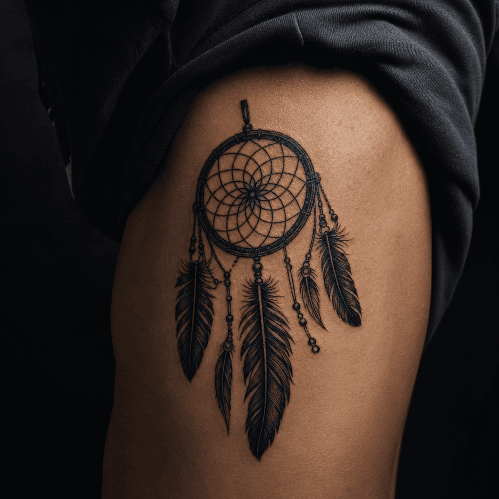 idée tatouage attrape-rêve attrape-reve blackwork dense