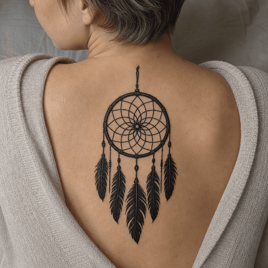 idée tatouage attrape-rêve attrape-reve blackwork dense