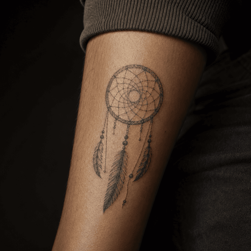 idée tatouage attrape-rêve attrape-reve dotwork stippling