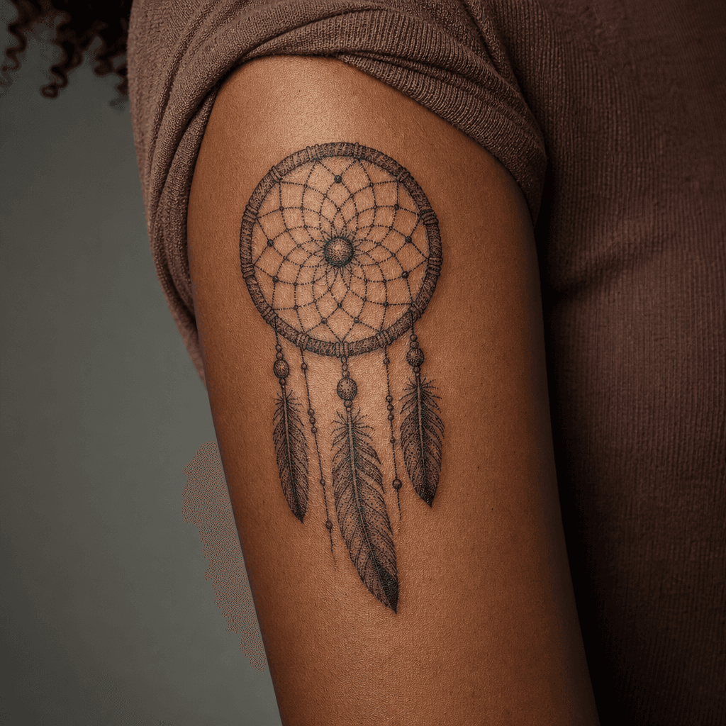 idée tatouage attrape-rêve attrape-reve dotwork stippling