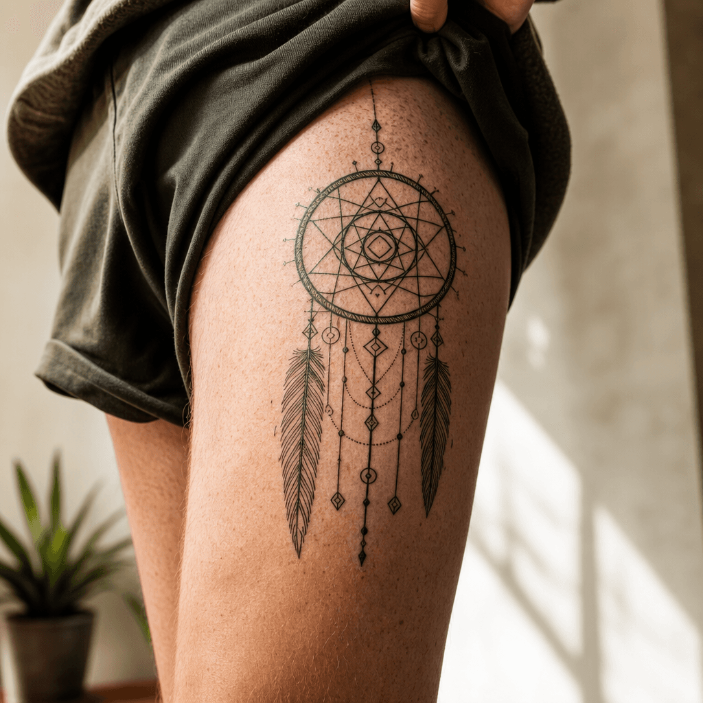 idée tatouage attrape-rêve attrape-reve géométrique