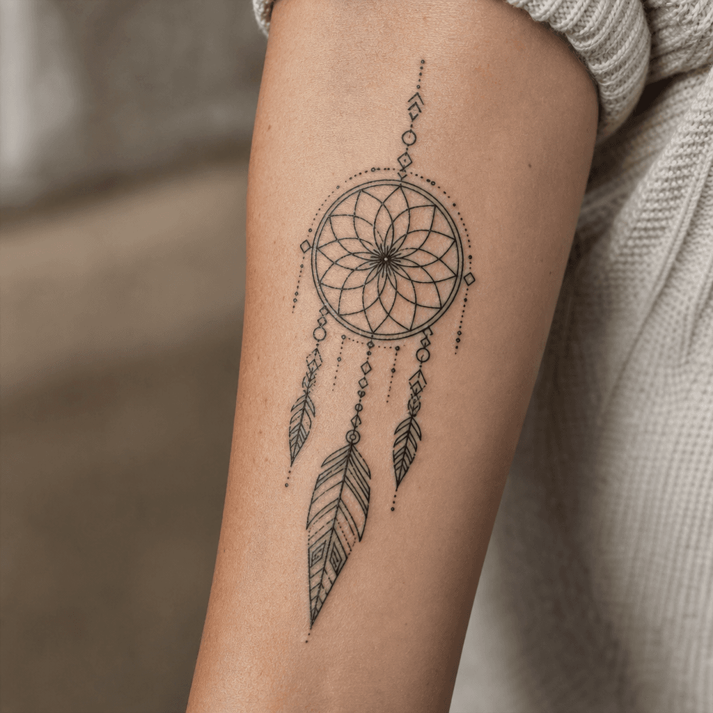 idée tatouage attrape-rêve attrape-reve géométrique