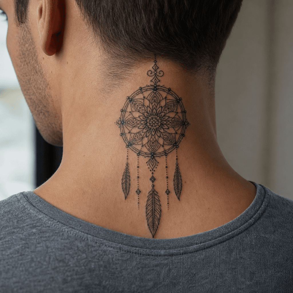 idée tatouage attrape-rêve mandala attrape-reve ornemental