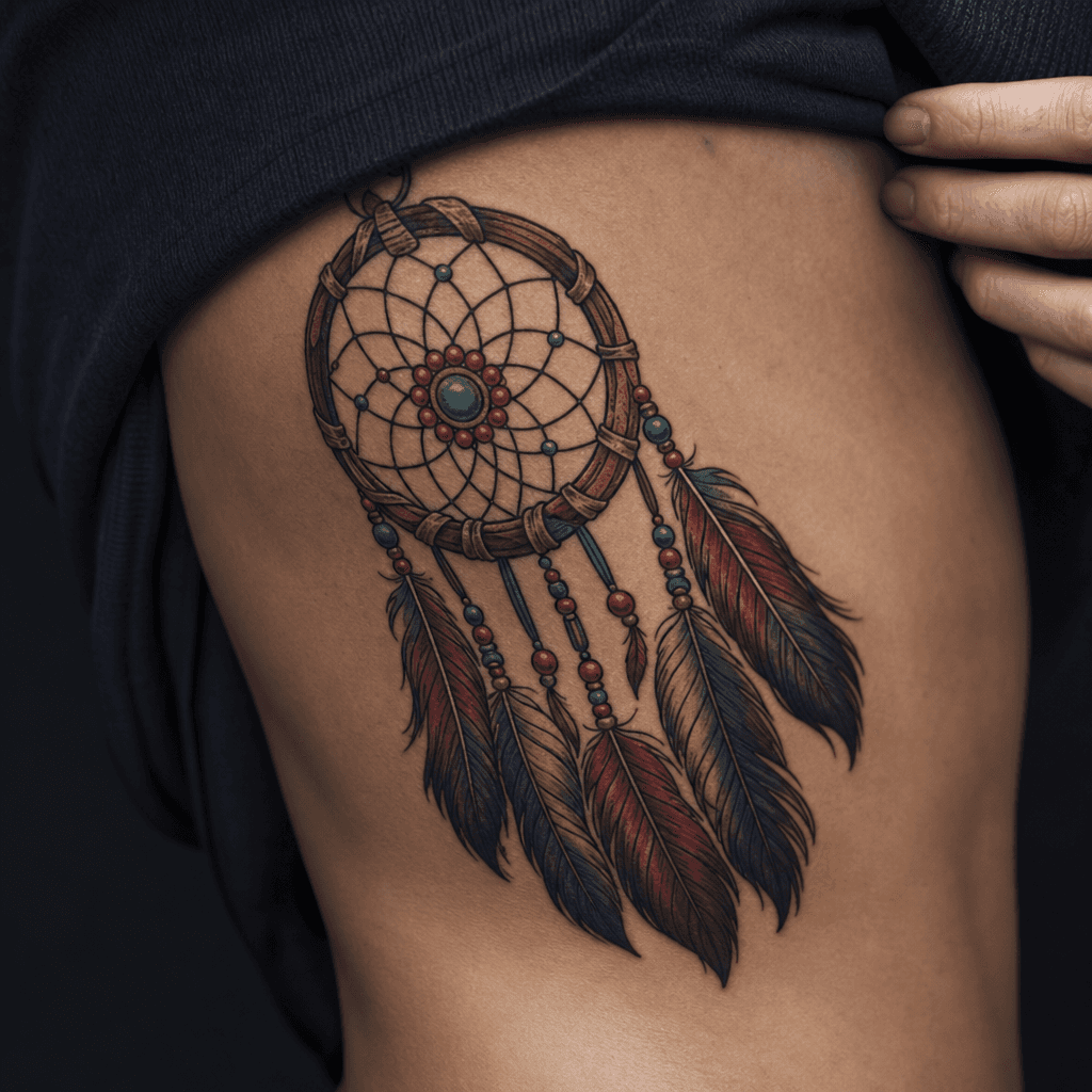 idée tatouage attrape-rêve attrape-reve néo-traditionnel