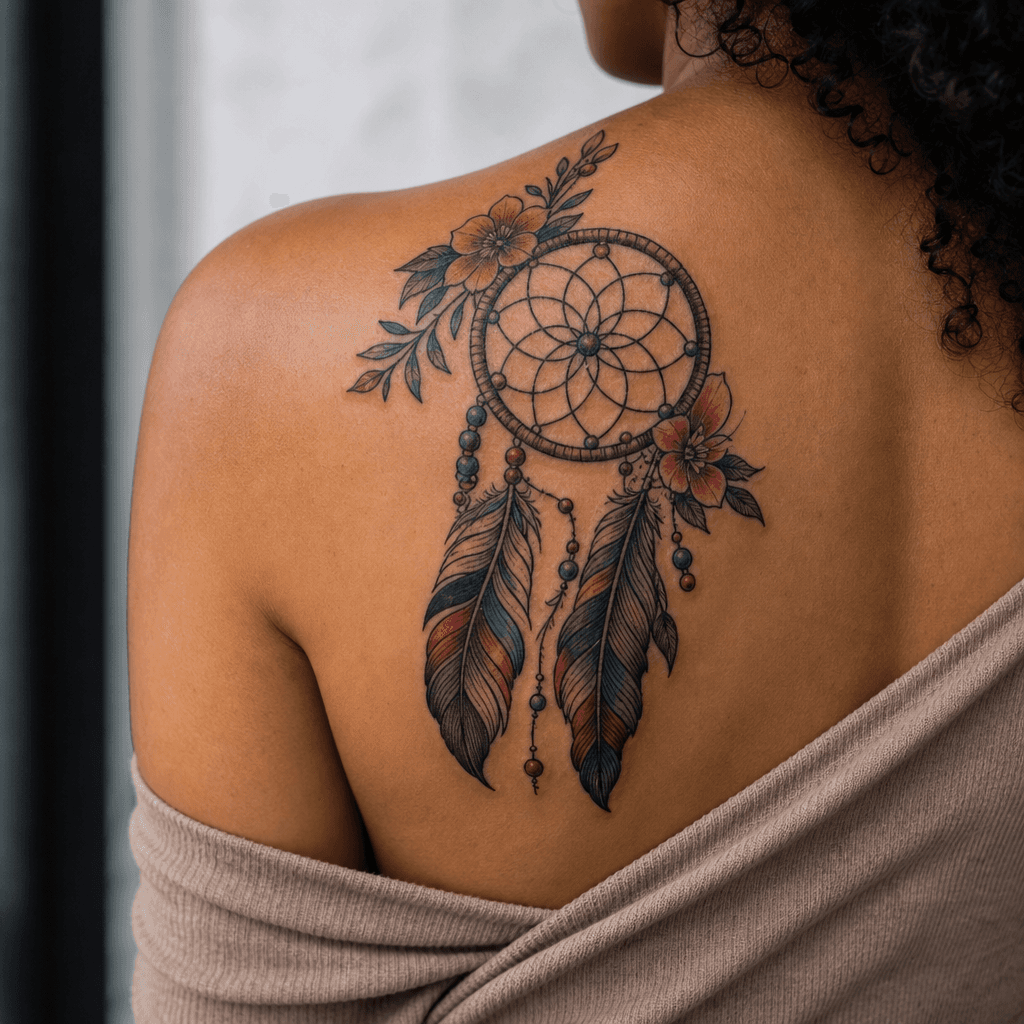 idée tatouage attrape-rêve attrape-reve néo-traditionnel