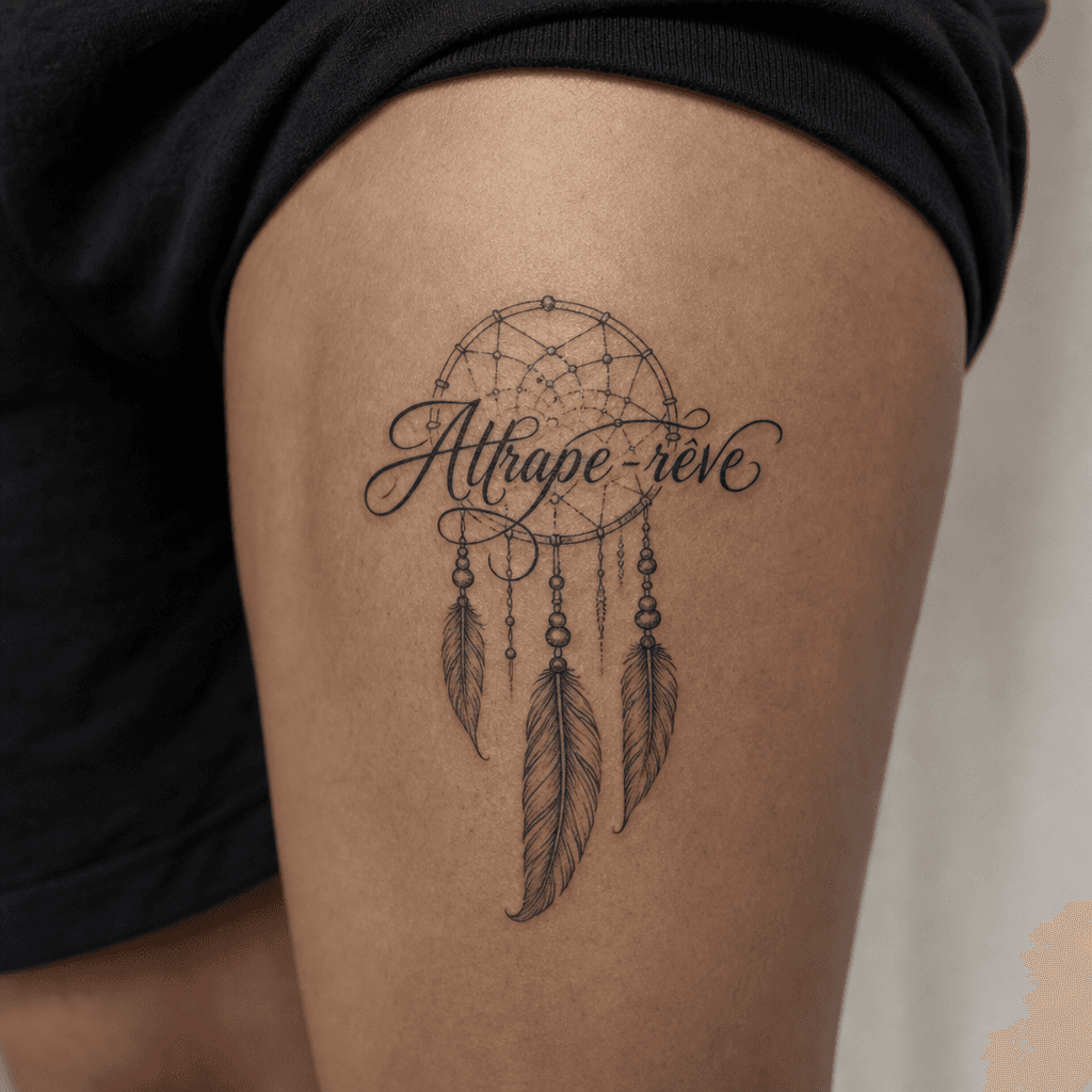 idée tatouage attrape-rêve lettrage attrape-reve citation