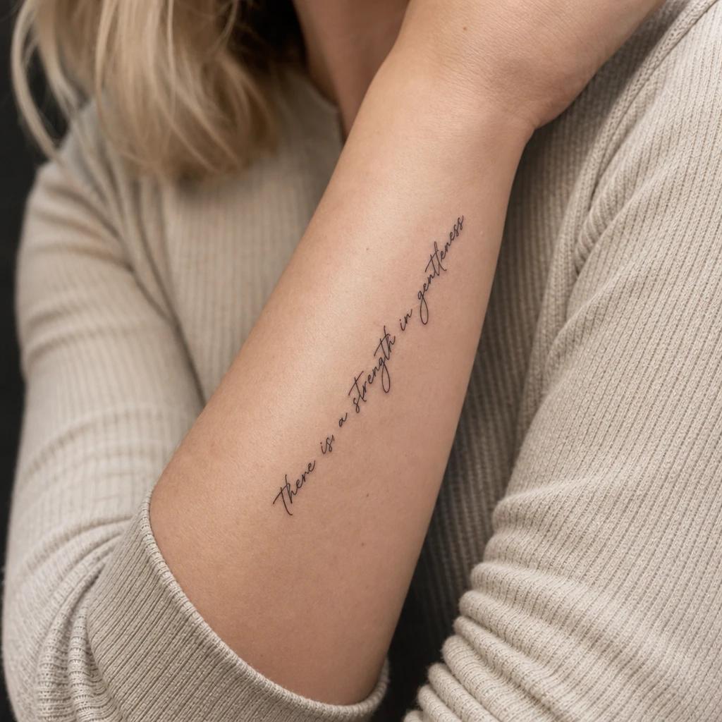idée tatouage avant-bras femme citation manuscrite