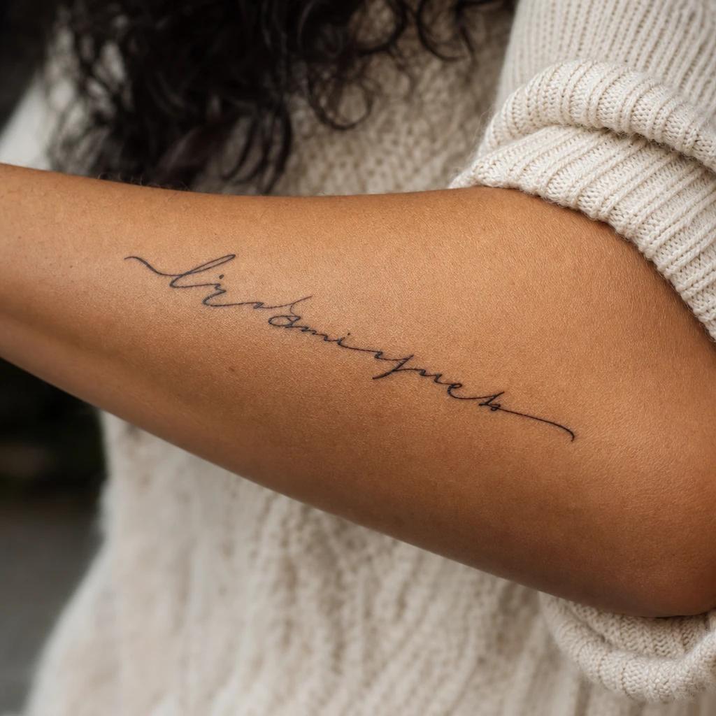 idée tatouage avant-bras femme citation manuscrite