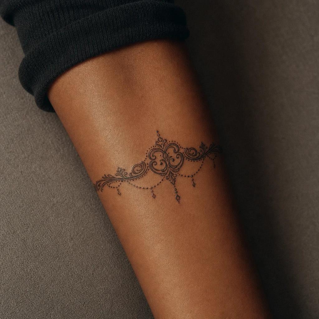 idée tatouage avant-bras femme ornemental bracelet