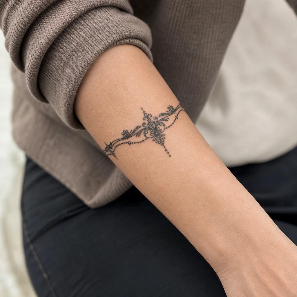 idée tatouage avant-bras femme ornemental bracelet
