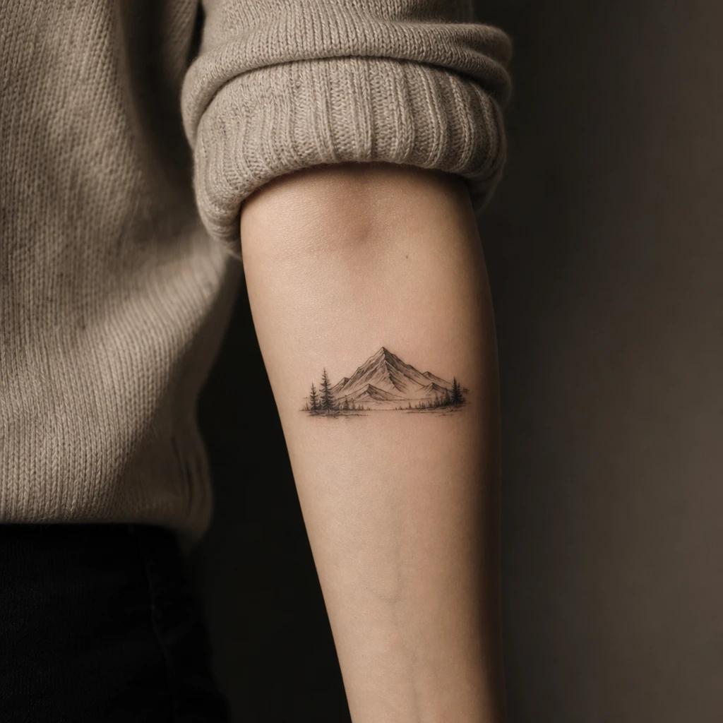 idée tatouage avant-bras femme mini paysage montagne