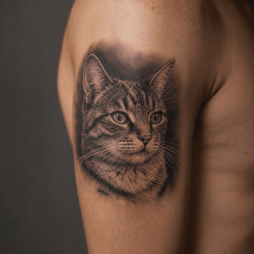 idée tatouage chat portrait chat realiste
