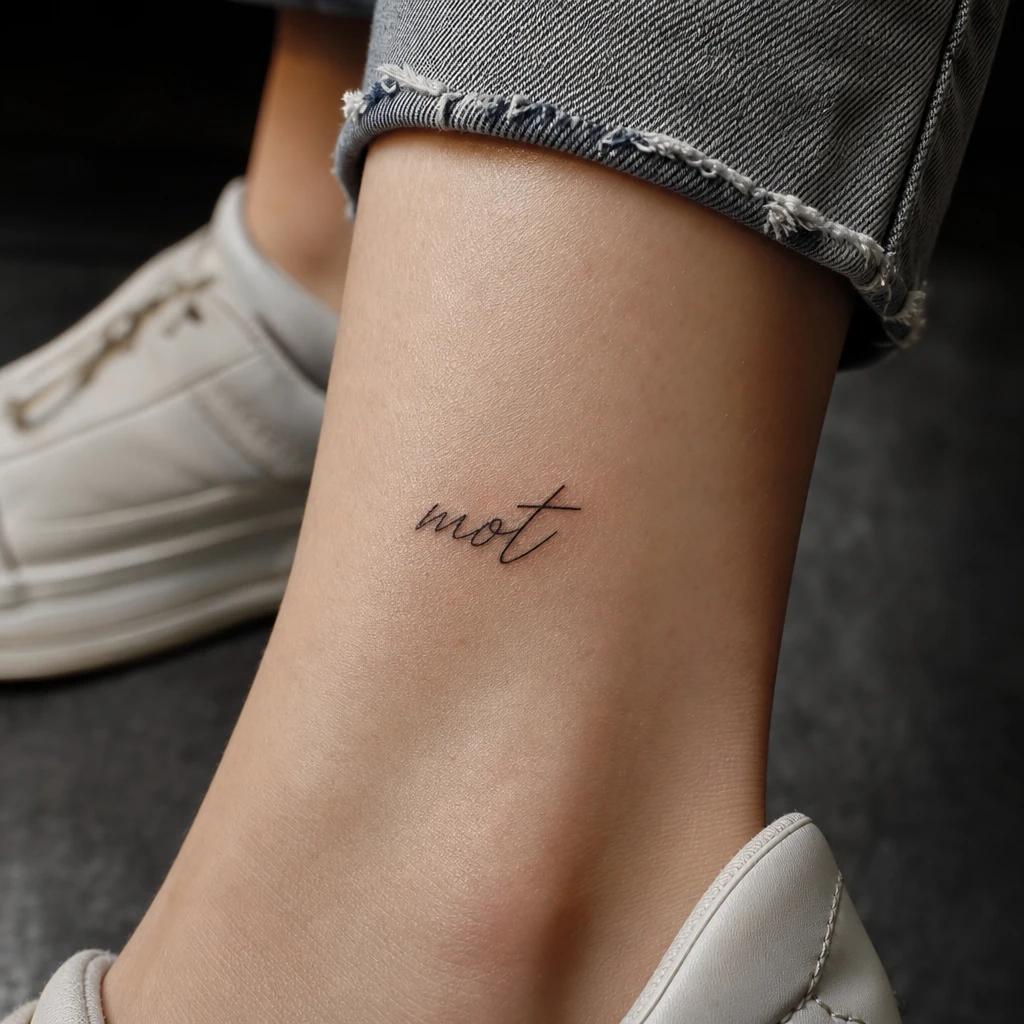 idée tatouage cheville femme mot manuscrit