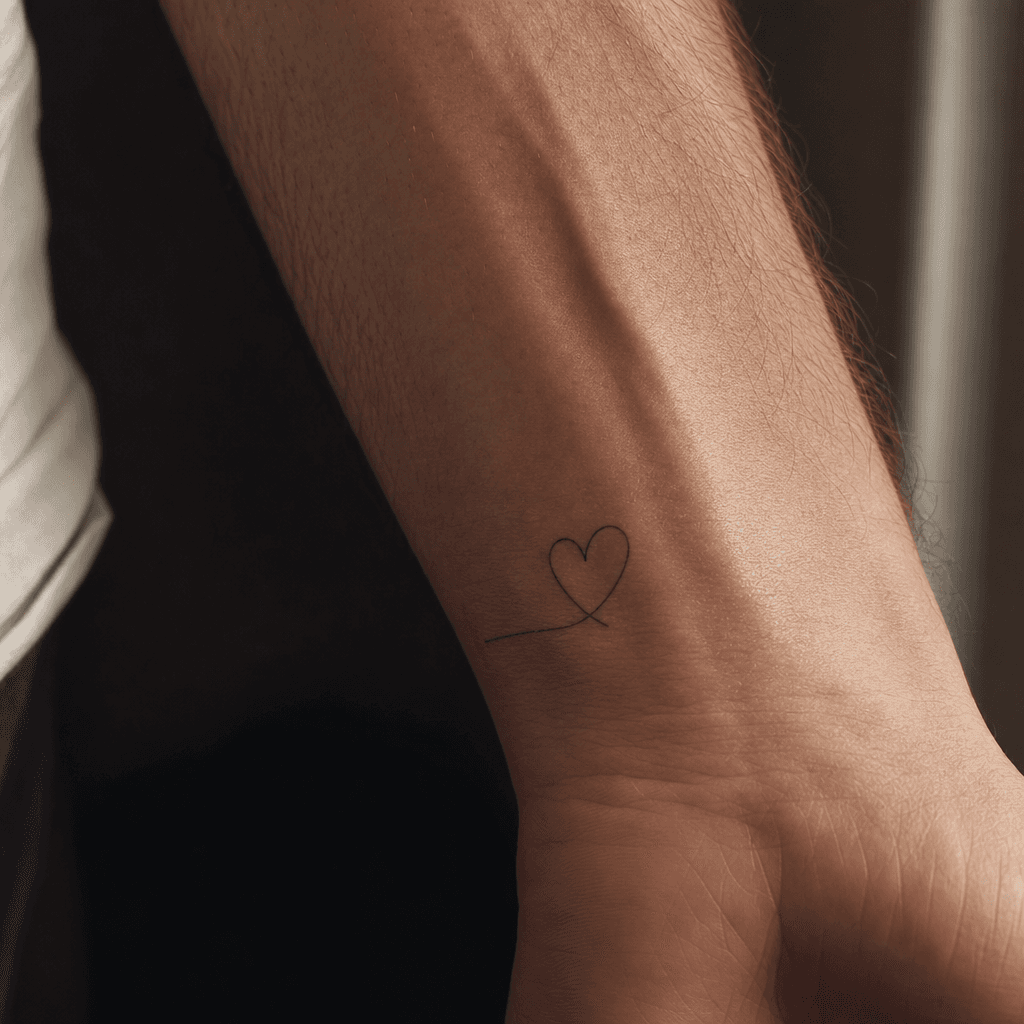 idée tatouage coeur coeur single-line minimaliste