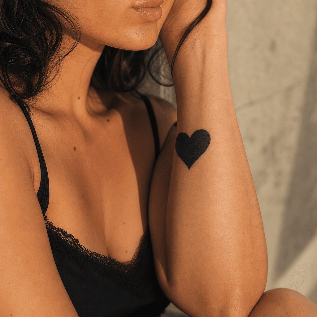 idée tatouage coeur coeur plein blackwork