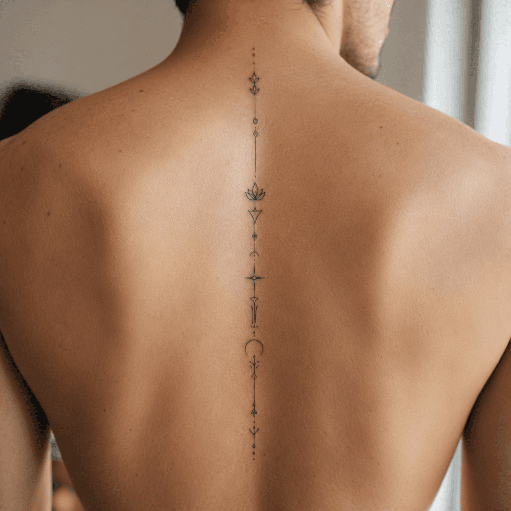idée tatouage colonne vertébrale phrase verticale minimaliste