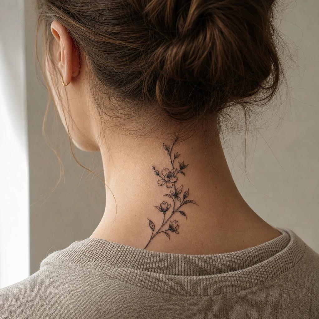 Idée tatouage cou femme