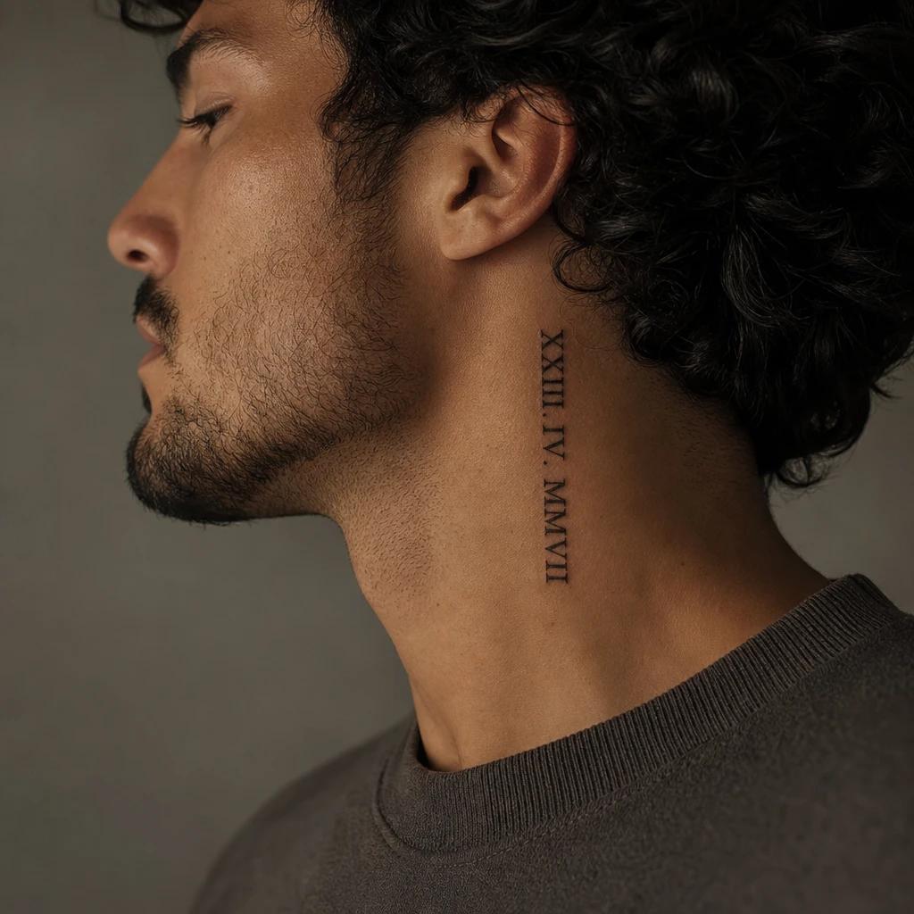 idée tatouage cou homme chiffres romains nuque