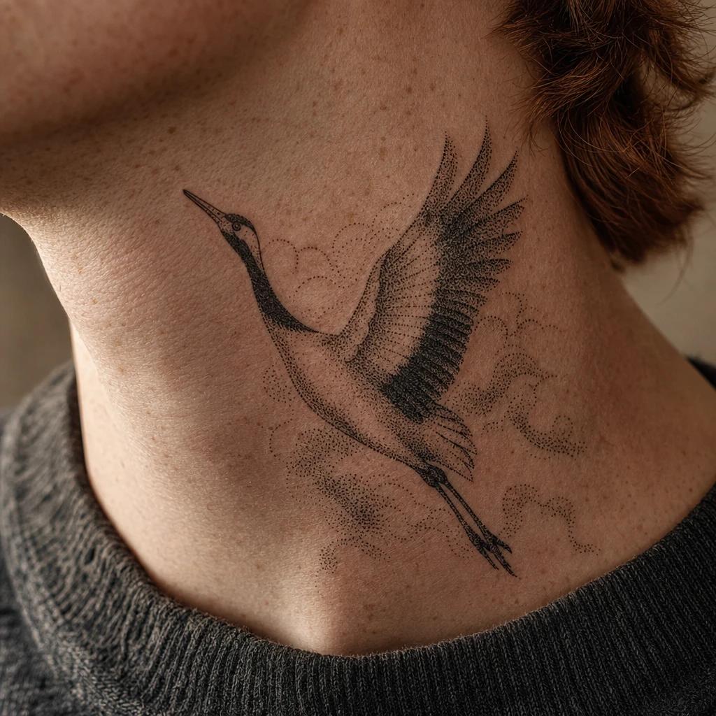 idée tatouage cou homme crâne dotwork
