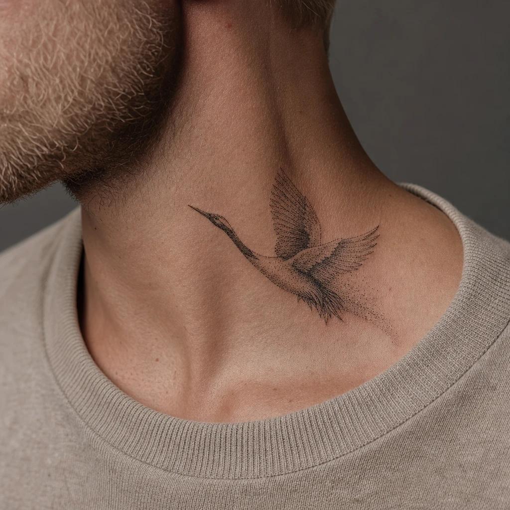 idée tatouage cou homme crâne dotwork