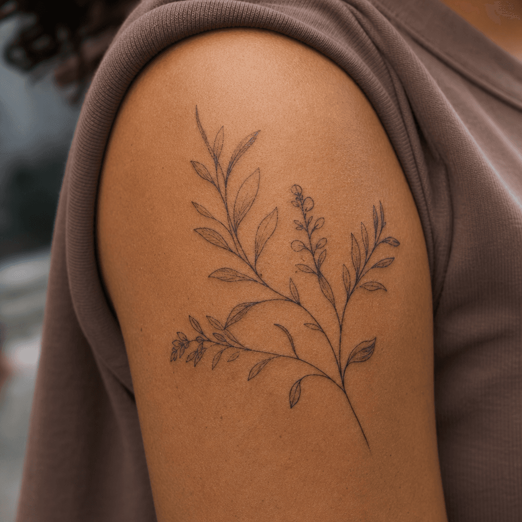 idée tatouage cover cover fine line végétal