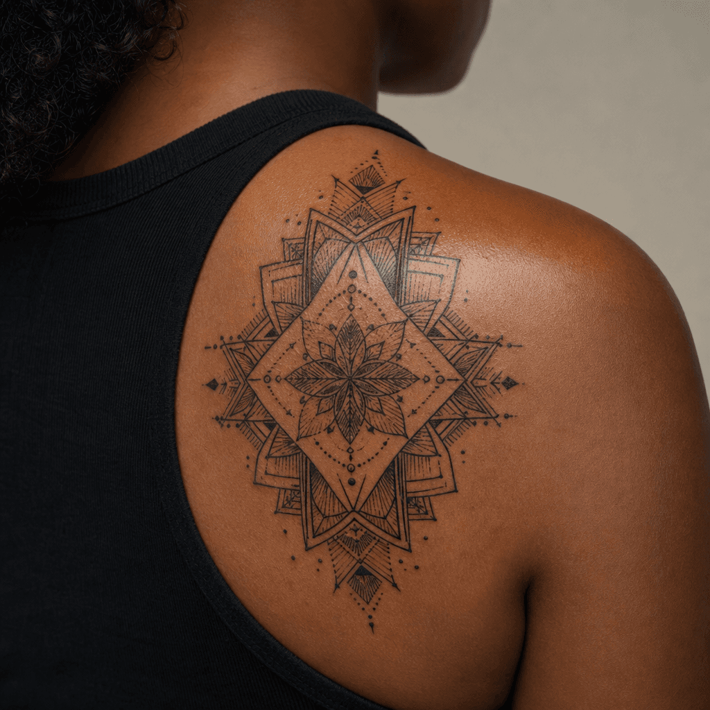 idée tatouage cover cover géométrique structuré